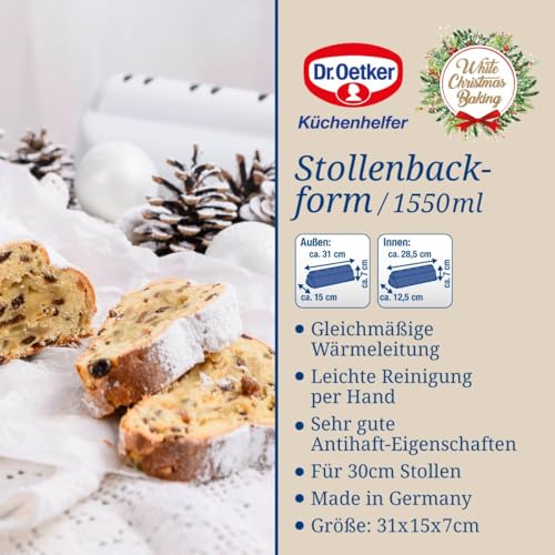 Dr. Oetker Christstollen Backform – Stollenbackform White Christmas Baking – Stollenform mit Antihaftbeschichtung und winterlichem Design… – Ansicht 3