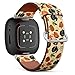 Q-Beans Replacement Leather Watch Band, Compatible with Fitbit Versa 3/4 and Fitbit Sense/Sense 2 - Happy Thanksgiving Day