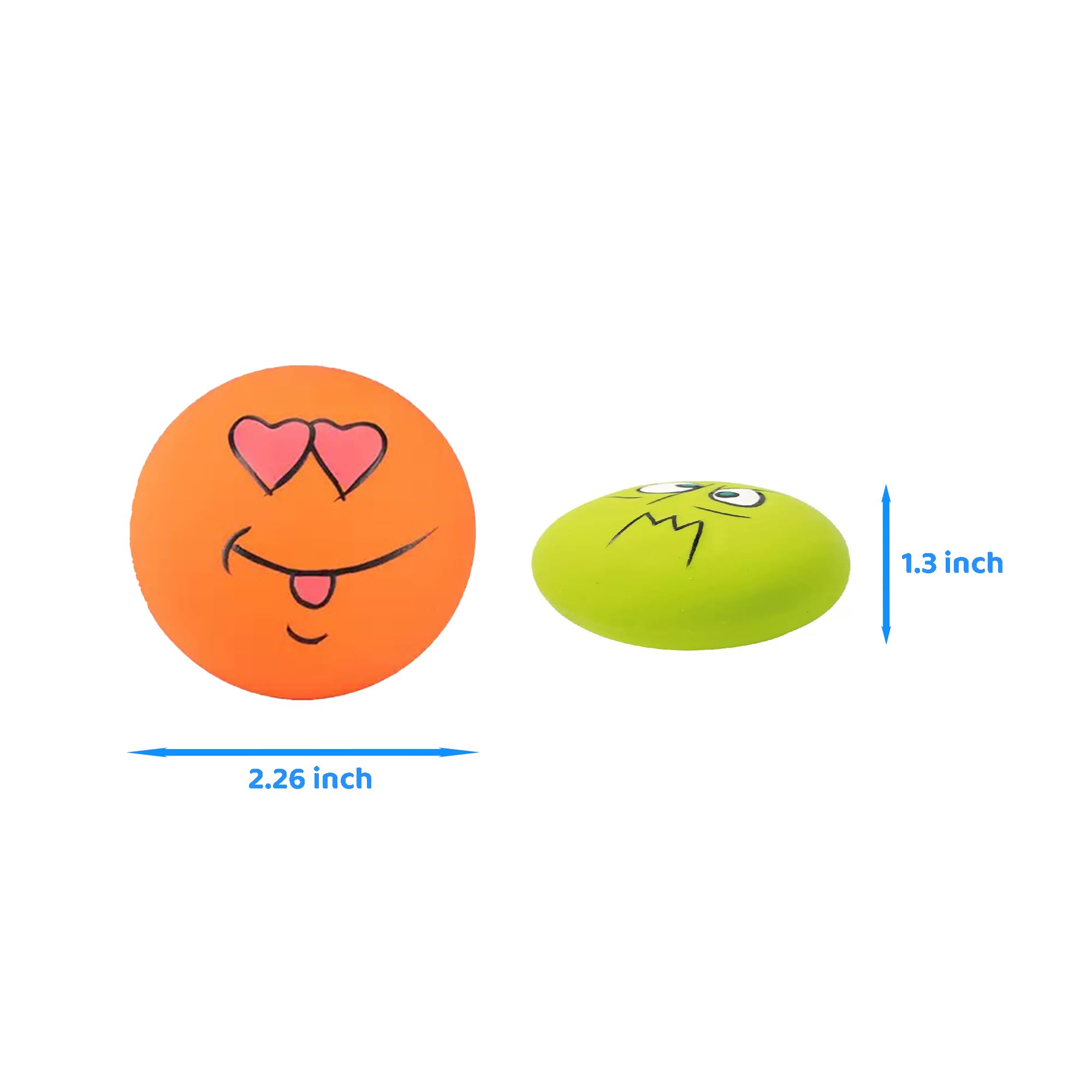 Smiley Face - Juguetes chirriantes de látex suave con cara de emoji, bolas chirriantes vibrantes para perros y mascotas, 6 unidades por juego