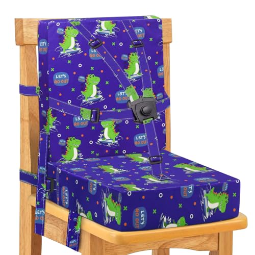 Rehausseur Chaise Enfant, Boucle de Sécurité 5 Points, Facile à Nettoyer Sangles de Sécurité Réglables et Fond Antidérapant(Bleu)