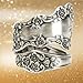 925 Sterling Silver Oxidized Spoon Ring Adjustable Ring Jewelry Gifts for Women