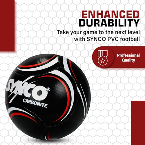 Image of Synco Carbonite Football | PVC Machine Stitched | 6 Panel | Training Football for Beginners | Suitable for Soft & Turf Ground | Soccer Ball Size- 5