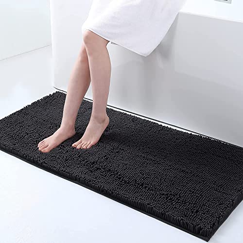Homaxy rutschfeste Badematte Chenille Badezimmerteppich Mikrofaser Badteppich Saugfähige Hochflor...
