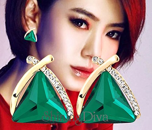 Crystal Plated Cubic Zirconia Stud Earrings for Women