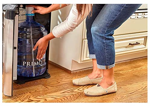 Primo Bottom-Loading Self-Sanitizing Water Dispenser, 3 Temp (Hot-Cool-Cold) Water Cooler Water Dispenser For 5 Gallon Bottle W/Child Safety Lock, Black And Stainless Steel #TOP3