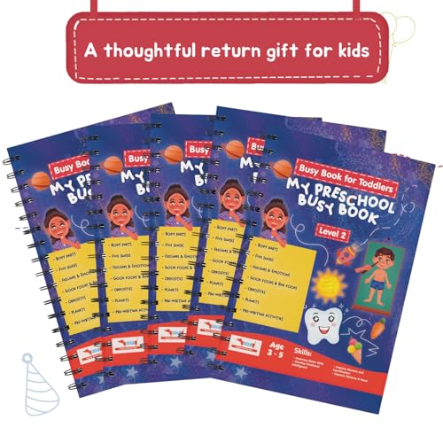 Image of CocoMoco Kids My Preschool Busy Book For Toddlers Level 2 With Body Parts,Planets,Opposites,Emotions | Quiet Book For Kids Learning Toys For 3-5 Year Olds | Montessori Learning (Pack Of 5),Multicolor