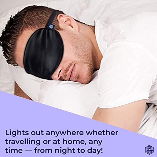 Image of Boldfit Silk Eye Mask for Sleeping with Adjustable Strap Premium Silk Sleeping Mask Blind Fold for Smooth & Comfortable Sleep Travelling Sleep Mask Pad Sleeping Eye Mask Blind Folds for -Black Pack of 2