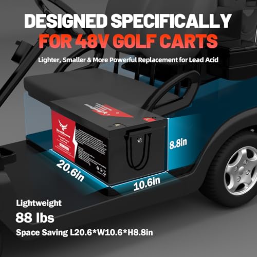 Image of 48V 100Ah Golf Cart Lithium LiFePO4 Battery with 200A BMS Grade A Cells Deep Cycle Rechargeable Battery,10000+ Cycles,Perfect for Golf Cart,Off Grid Applications (48V 100Ah)
