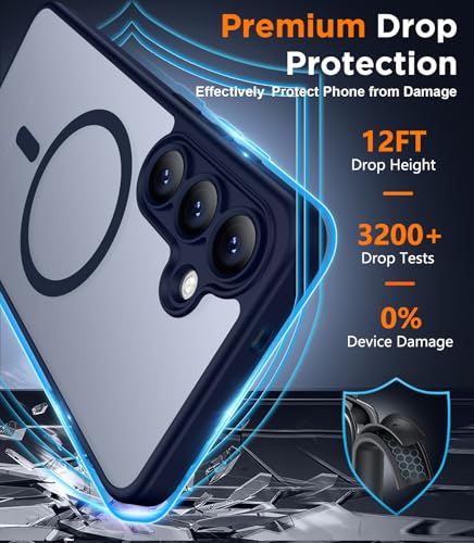 SPIDERCASE Magnetic for Samsung Galaxy S25 FE Case, [10 FT Military Grade Drop Protection] Heavy Duty Shockproof Phone Case for Galaxy S25 FE 5G, Dark Blue - image 3