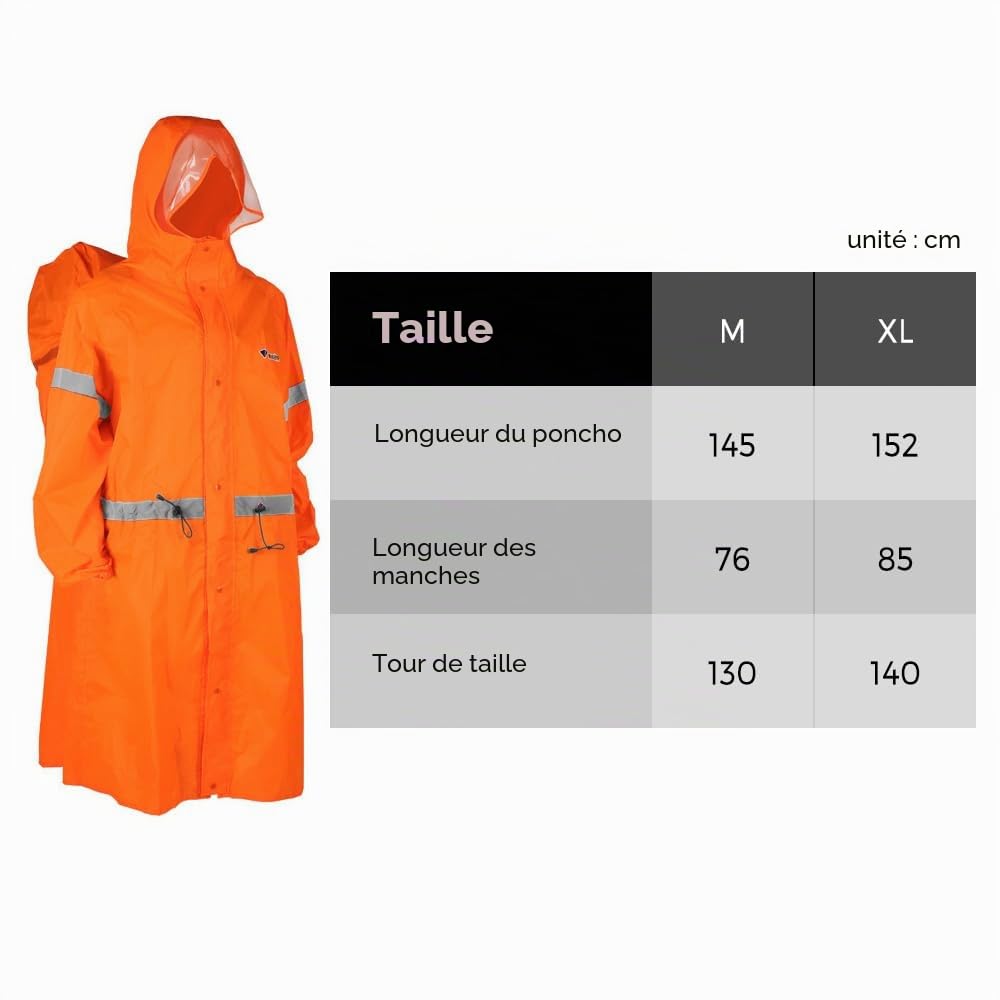 LIXADA Poncho de Pluie à Capuche pour Adultes Veste de Pluie imperméable réfléchissante Haute visibilité avec Housse de Sac à Dos pour Hommes Femmes Équipement de Pluie extérieur