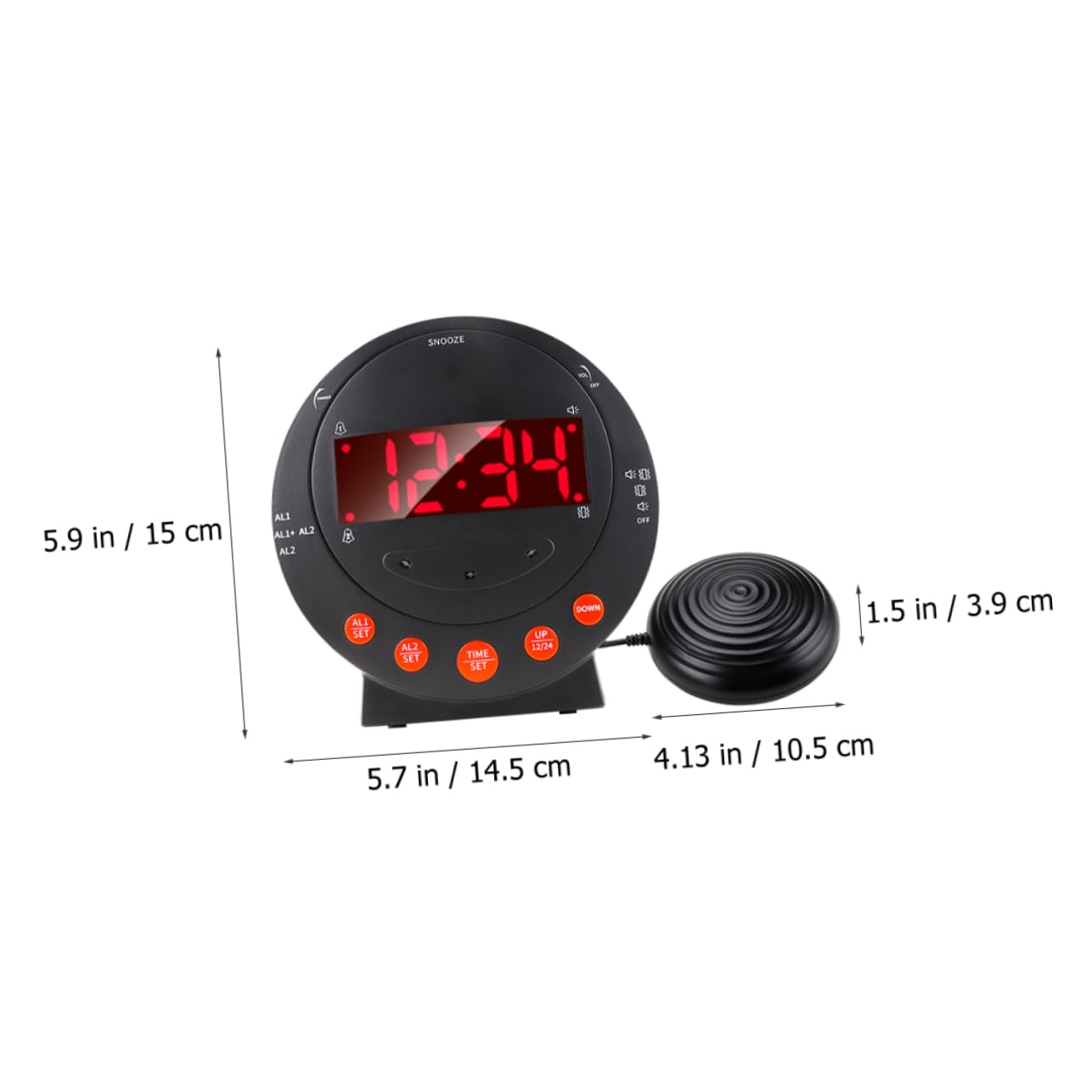 ERINGOGO Digitaler Vibrationswecker Starker Bettwecker für Senioren Lauter Wecker für Gehörlose mit USB Kabel Einstellbare Helligkeit