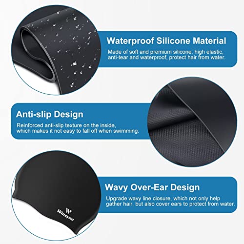 2 Pack Silicone Swim Cap For Men Women, Unisex Adult Swimming Caps For Short/Long Hair To Keep Hair Dry, Waterproof Bathing Caps For Swimming With Ear Plugs & Nose Clip Set(Yellow&Burgundy) #TOP1