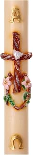 Paschal Candle Branch Cross Flowering Branch 120 cm Hand Painted