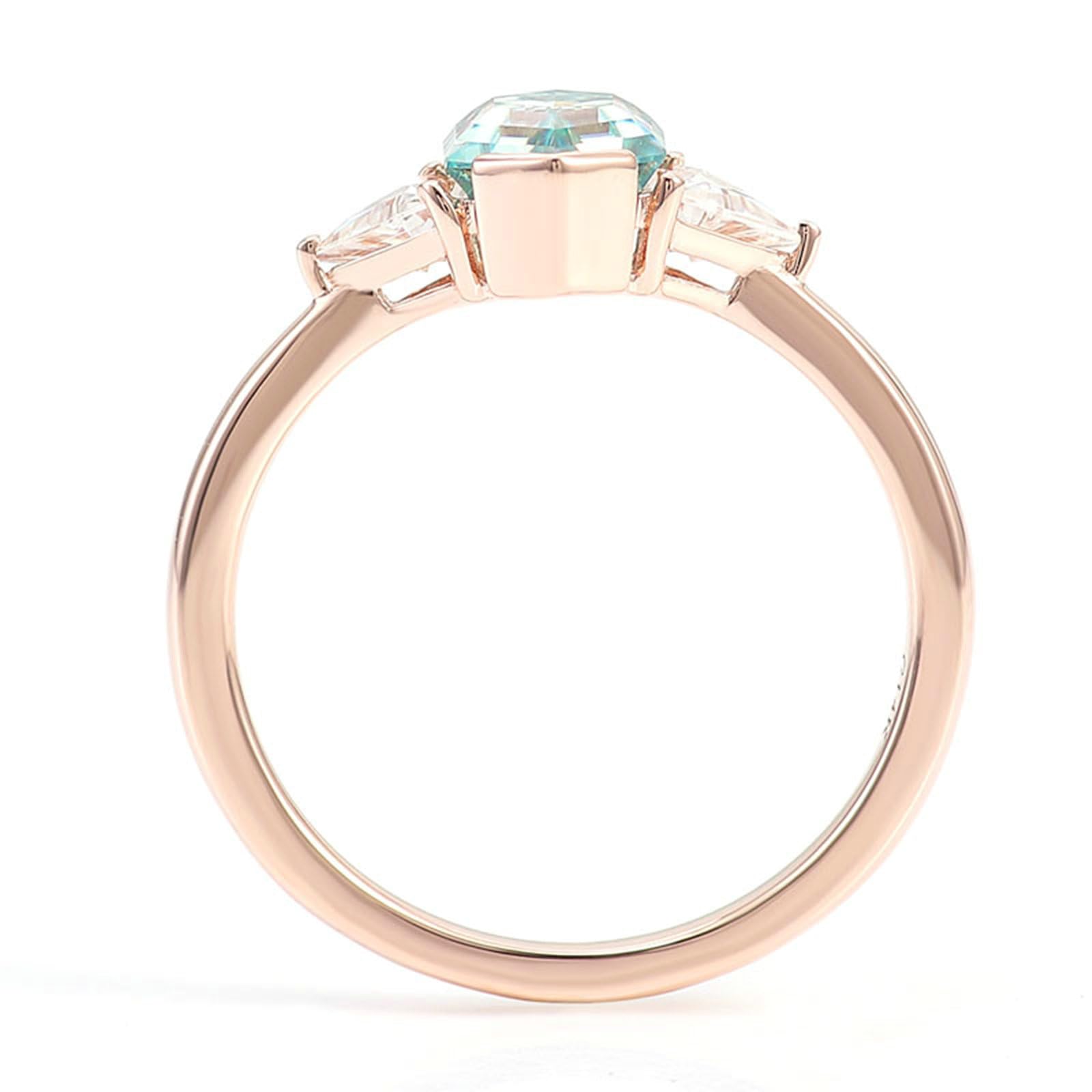 Daesar Anelli Amicizia Oro Rosa 14K, Anello di Matrimonio Donna Elegante Moissanite A Doppio Triangolo e Esagono Verde da 1ct-3ct Anello Fidanzamento Donna Oro Rosa per Fidanzata, Sposa