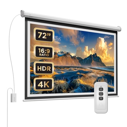 DMD Collective - 72 Inch Electric Projector Screen Pull Down Wall Mounted