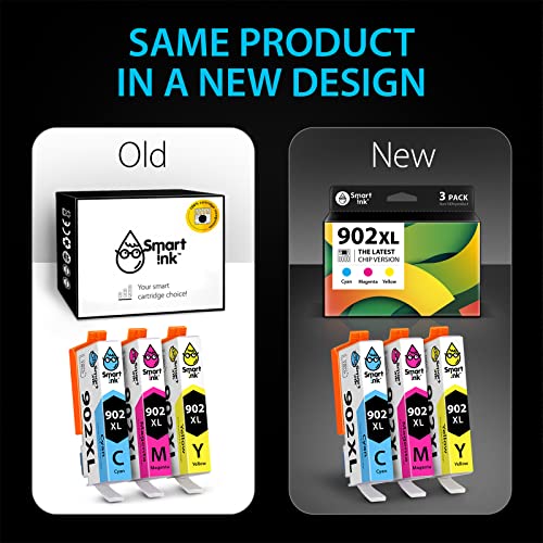Smart Ink Compatible Ink Cartridge Replacement For Hp 902 Xl 902Xl (C/M/Y Combo Pack) Advanced Chip Technology To Use With Officejet Pro 6978 6968 6974 6975 6960 Officejet 6951 6954 6956 6958 Printers #TOP3
