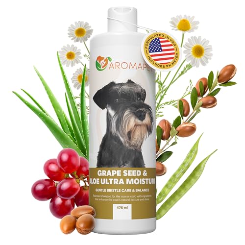 AROMAPET Grape Seed & Aloe Ultra Moisture for Coarse Coats Dog Shampoo - Deodorizing. Great for Schnauzer & Sensitive Skin - Hypoallergenic Dog Shampoo Gentle Bristle Care.