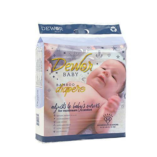 Dewor Baby Premium Bamboo Disposable Diapers,Eco-Friendly Diapers, Diaper Size (Medium - 74 Pack)