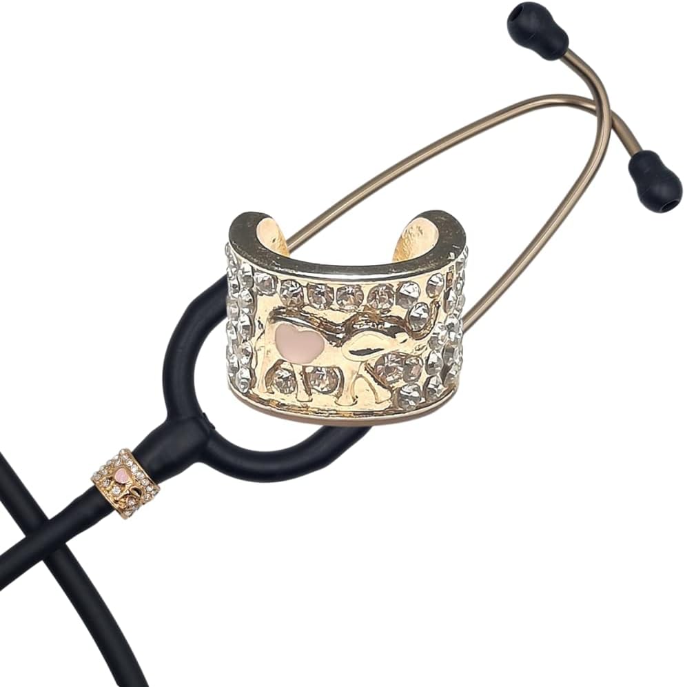 ✨Stethoscope Charms Jewelry - Crystal Gold Elephant💎, Medical charms
