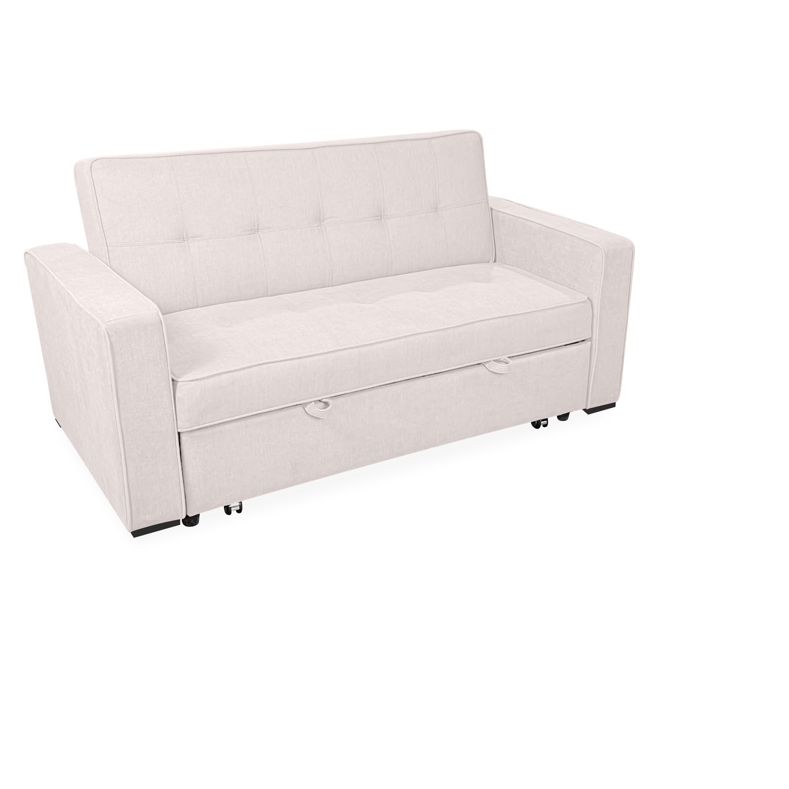 Homey - Sofá Cama de 2 Plazas Modelo Aron, Diseño Moderno, Práctico y Funcional, con Reposabrazos, Beige, 167cm x 90cm x 96,5cm