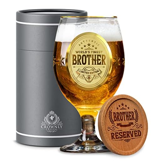 CROWNLY CRYSTAL® Idee Cadeau Homme Original Pour Frère, Verre A Biere Personnalisé, Le Grand Frére, pour Noël ou Anniversaire