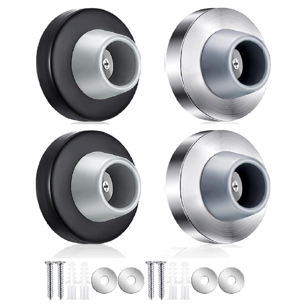 UDSKNV[KSL 4pcs Concave Wall Door Stopper Stopper Bumper Door Stop Wall Protector Flush Bumper Stainless Round Rubber Prevent Door Handle Damage Shield