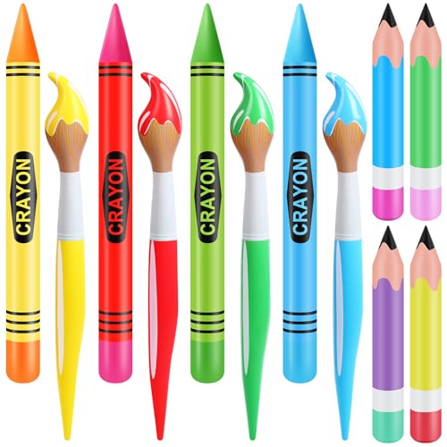 Glimin 12 Pcs Inflatable Crayons Balloons Set Giant Crayons Jumbo Pencils Large Paint Brush Hanging Classroom Decor for Art Painting Party Favor, 12 Designs(Classic Color)