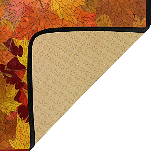 Happy Thanksgiving Day Kitchen Rug Runner Maple Autumn Leaves Rug Kitchen Floor Mats Modern Polyester Non Slip Area Rug For Living Room Bath Doormat Home Decor 39X20In #TOP6