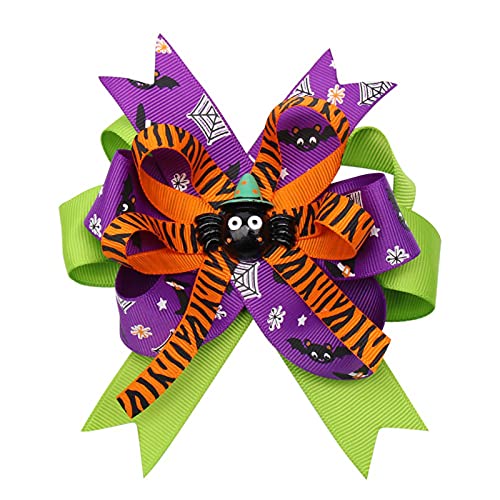 Grampos de cabelo com nó de laço para dia das bruxas Rosgrain Ribbon Laços de cabelo de Halloween (F