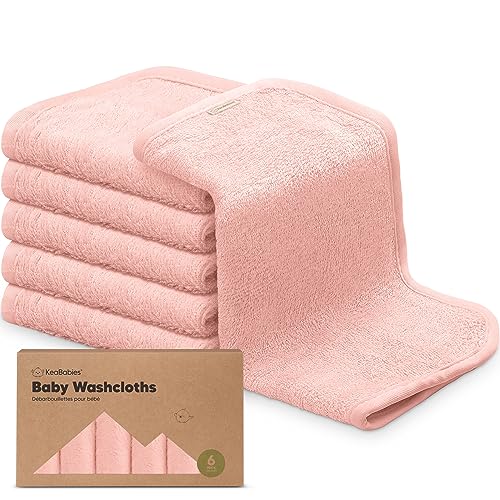 Image of 6-Pack Baby Washcloths - Soft Viscose Derived from Bamboo Washcloth, Baby Wash Cloths, Baby Wash Cloth for Newborn, Kids, Bath Baby Towels, Face Towel, Face Cloths for Washing Face(Blush Pink)