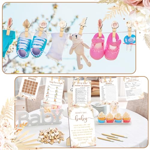 Image of Patelai 321 Boho Pampas Grass Baby Shower Decorations Games Supplies Boho Baby in Bloom Gender Reveal Don't Say Sign for Bohemian Pampas Grass Themed Gender Reveal Birthday Party Decorations Supplies
