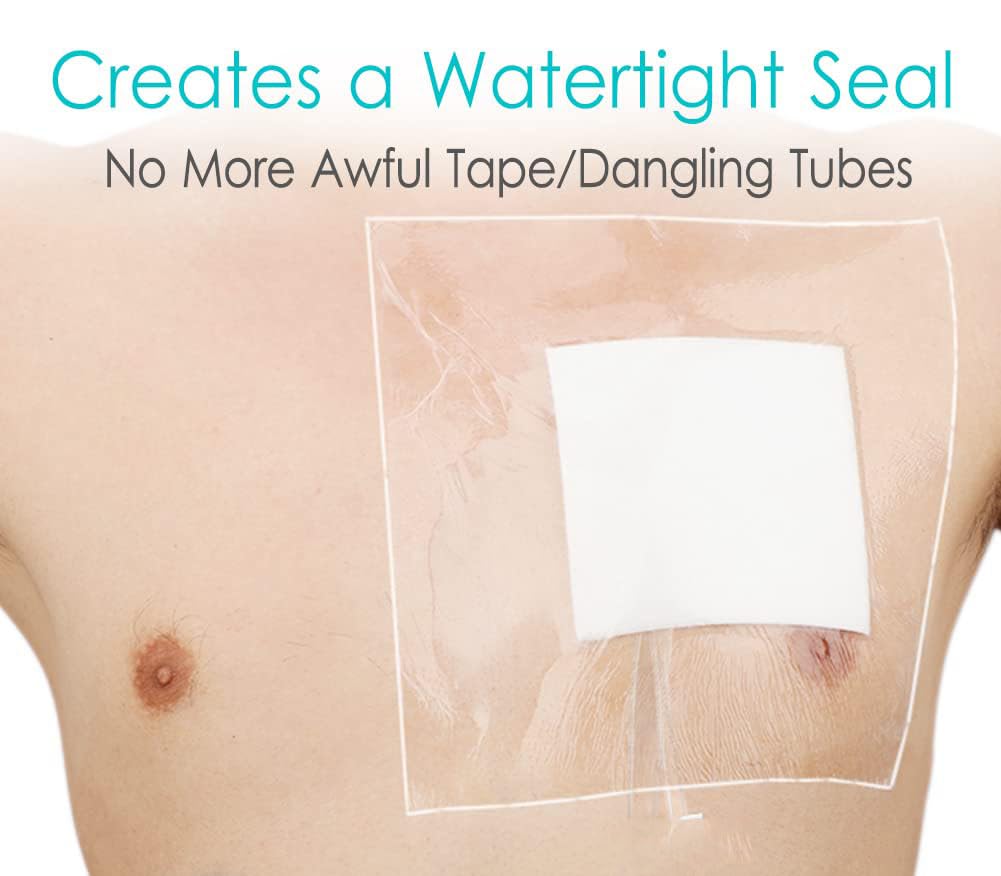 GEDRACKPMYN Waterproof Ostomy Bag Shower Cover, 30 Pcs Stoma Bath Protector Shield Film, Adhesive Dressing Bandage (10 x 12) cm