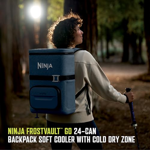 Image of Ninja FrostVault Go Can Soft Cooler, 24 /36 Can, Leak Proof, Built-In Cup Holder, 2 Ice Packs & Dry Storage Drawer, Polyester Insulation, Hiking, Camping, Picnic