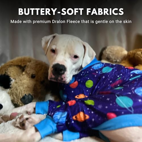 Image of Spark Paws Dog Pajama, Dog Recovery Suit Male, Onesie, Ultra-Soft and 4-Way Stretch, for Small Medium and Large Breeds - Planets - 2XL