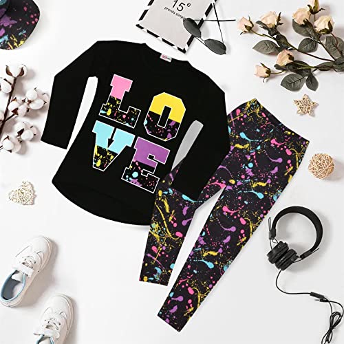 Image of A2Z 4 Kids Girls Love Crop Top T-Shirt And Splash Fashion Leggings Girls Pants Kids Outfit Sets Age 5-14 Years