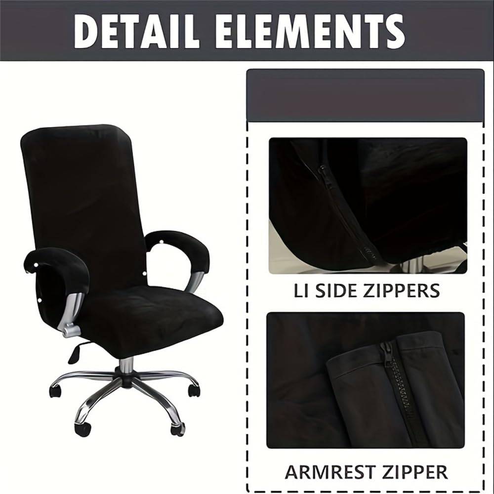 Set di 2/3 coprisedia da ufficio in velluto elastico, in spandex, con braccioli, tinta unita, perfetto per la decorazione di casa e ufficio, facile da pulire