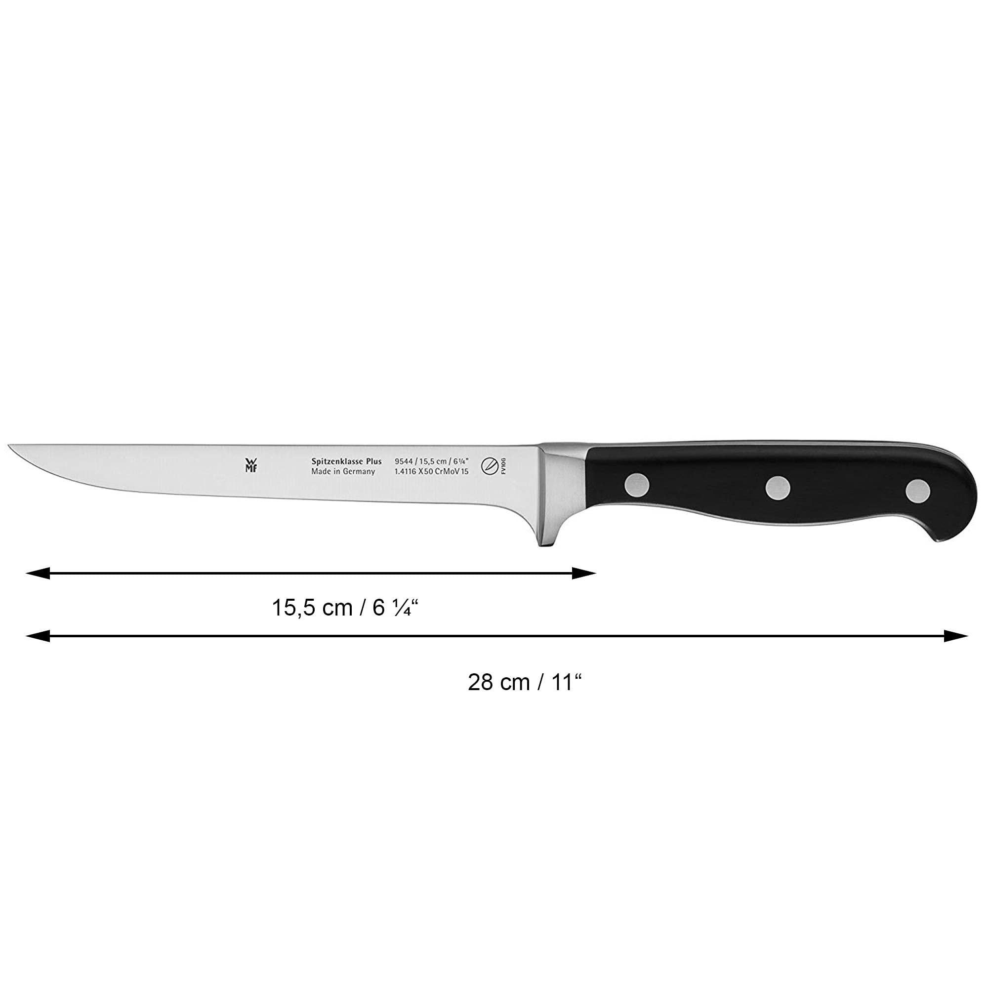 WMF Spitzenklasse Plus Ausbeinmesser 28 cm, Made in Germany, Messer geschmiedet, Performance Cut, Spezialklingenstahl, Klinge 15,5 cm