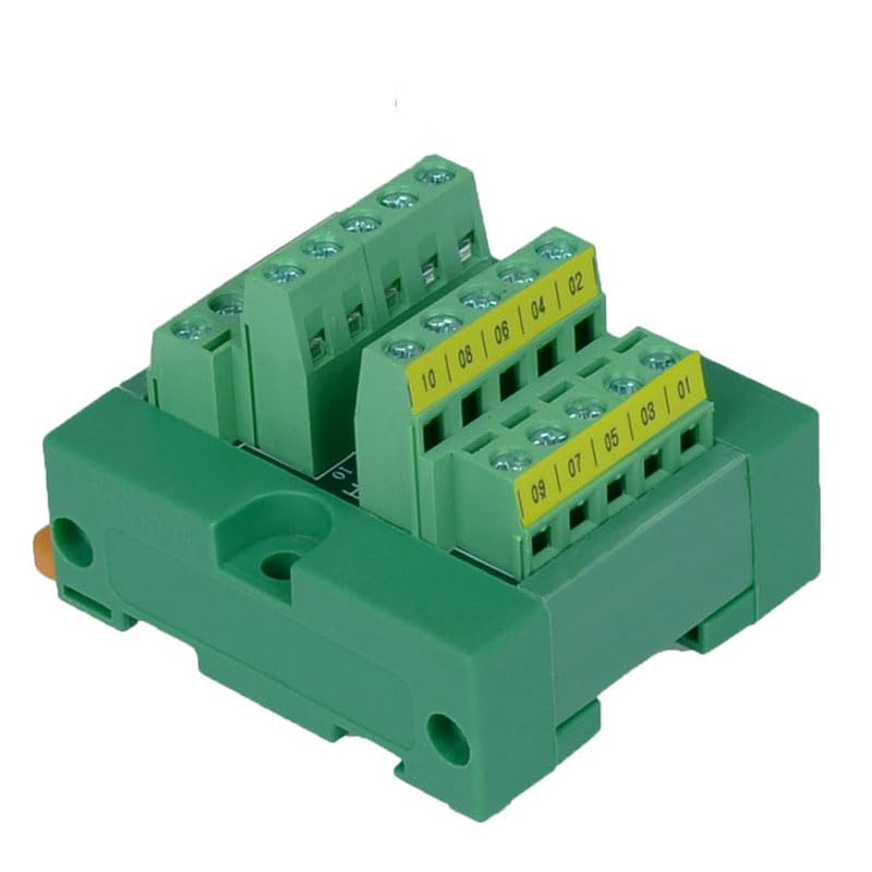 Wiring Connecting Terminals - 10 Channels to 10 Channels DIN Rail Mounting Board Panel Mounting for Power Supply Distribution Terminal Blocks Splitter Board