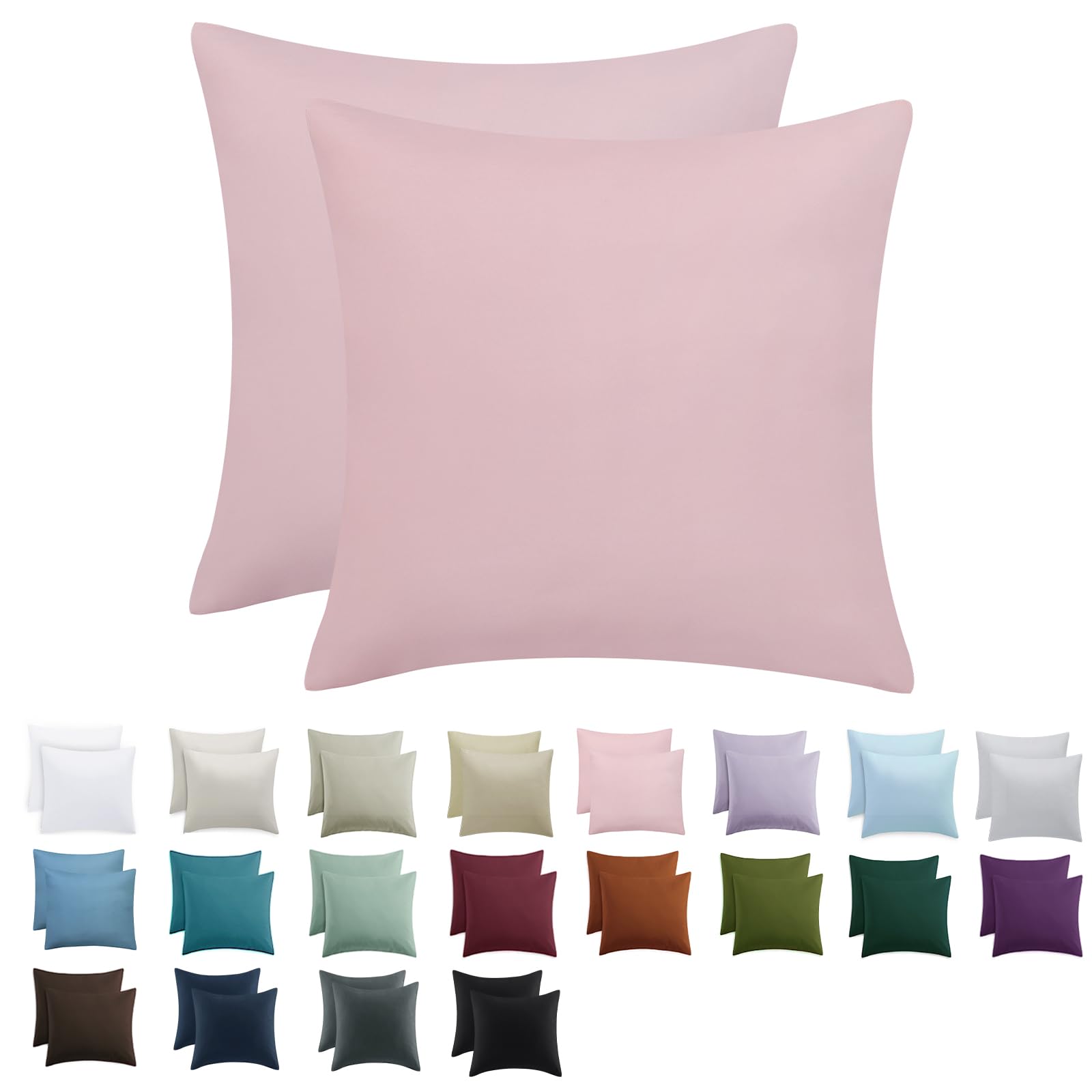 Tifschlaf Kissenbezug 80x80 2er Set - Kopfkissenbezug 80 x 80 Rosa mit Reißverschluss aus Mikrofaser Weich, 80x80cm Pillow Case