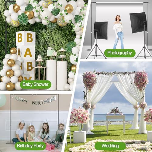 FUDESY Backdrop Stand Heavy Duty, 10x10ft Adjustable Photo Background Pipe and Drape Backdrop Stand Kit with Metal Base for Photography Parties Birthday Video Studio by FUDESY - Image 7