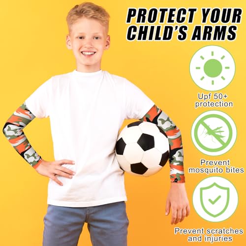 Xuhal 10 Pairs Kid Arm Sleeves Compression Youth Football Baseball Sports UV Sun Protection Arm Cover3