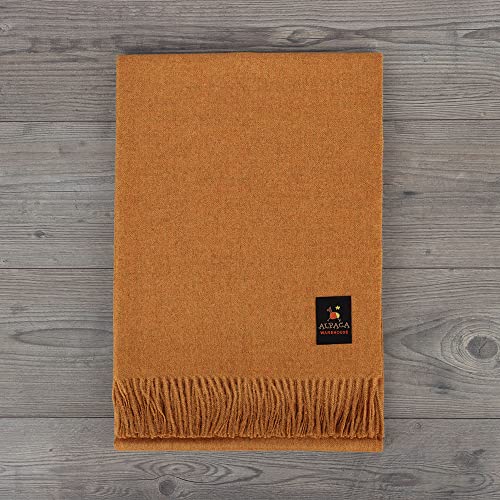100% Baby Alpaca Wool Blanket Throw Solid Color Design For Bed Couch Sofa Soft Warm Peruvian Alpaca Wool Blankets 72" X 52" (Amber) #TOP3