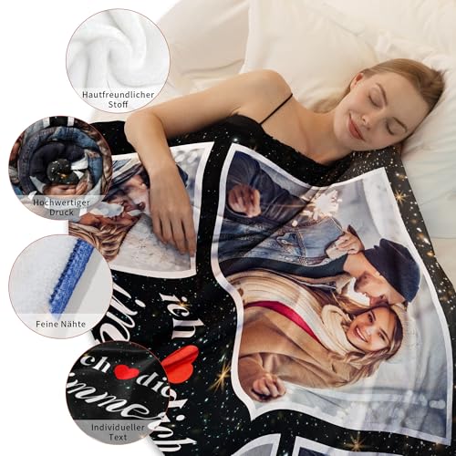 Easycosy Valentinstag Personalisierte Geschenk für Sie & Ihn, Made in Germany - Personalisierte Decke mit Foto und Text, Kuscheldecke Fotodecke mit Eigenem Foto - Geschenke für Frauen Pärchen Freundin