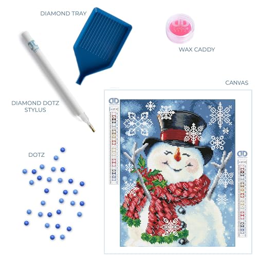 Image of DIAMOND DOTZ Joyful Jolly Snowman Diamond Painting Kits for Adults - Diamond Art Kits a Relaxing Creative Craft Kit with Dotz Gems 18x14