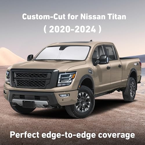 Image of EcoNour Windshield Sunshade Compatible for Nissan Titan 2020-2022 2023 2024, Sun Visor for Front Windshield & Window Sun Shade Cover, UV Heat Blocker & Protector, Car Accessories