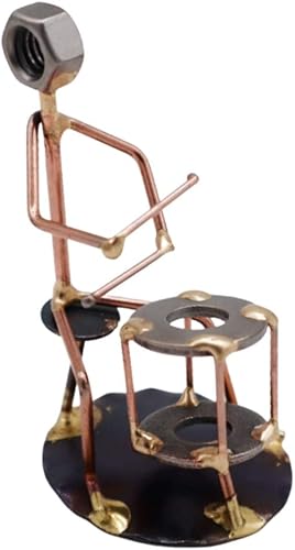 Miniatura 9 de Juego de batería coleccionable hecha a mano de arte de metal, accesorios de escritorio, trofeo, banda, decoración de oficina, banda, instrumento