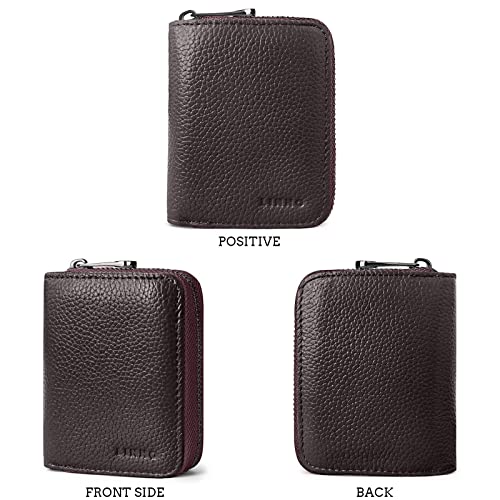Image of LINNO RFID 20 Card Slots Credit Card Holder Genuine Leather Small Card Case for Women or Men Accordion Wallet with Zipper