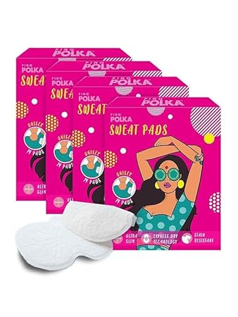 PINQ POLKA Sweat Pads For Underarms For Women & Men | Armpit pads| Prevents Stains |Absorbs Sweat & Unpleasant Odour | Breathable – 56 Pcs
