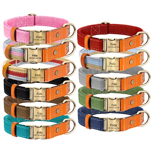 Hundehalsband Personalisierte Haustier Hundehalsbänder aus Nylon verstellbar Halsband mit Namen,Nummer or Adresse gravieren Cover
