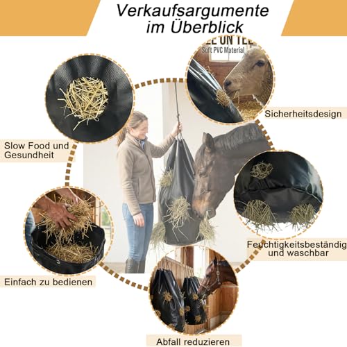 HopesEager Heusack für Pferde;70 x 40cm heunetz Heubeutel für Pferde;88L Haybag, um das Fressen zu verlangsamen;reduziert Futterverluste;Leicht zu reinigen
